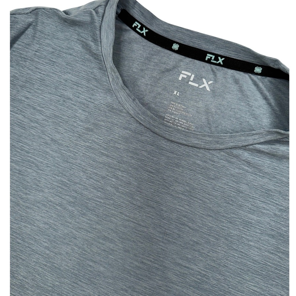 FLX Performance T-Shirt Mens XL Gray Heather Space Dye Stretch Gym Short Sleeve